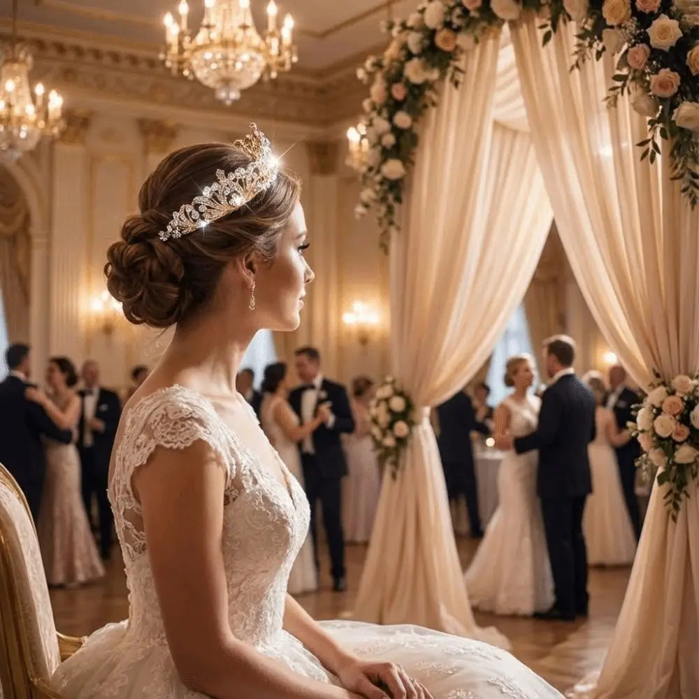Accessoires pour cheveux Strass Couronnes de mariée Cristal Couronne de mariage élégante Tiaras de princesse légères et tendance Célébrations