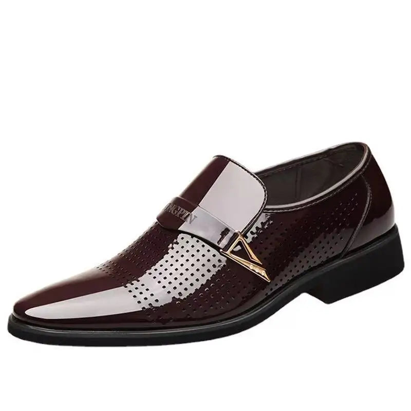 Men's Brown Hollow-Out Dress Shoes | Height-Boosting | Groom & Wedding