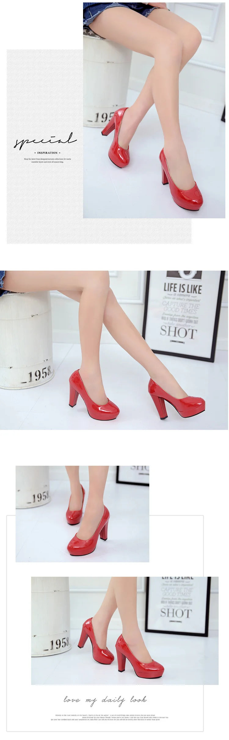 Chaussures à talons hauts pour femmes, chaussures de mariage blanches, talons épais de 10 cm, escarpins de soirée mode, chaussures noires rouges à bout rond Zapatos De Mujer
