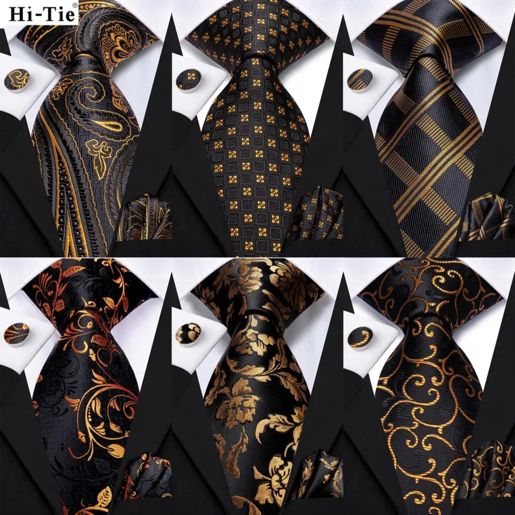 Silk Necktie Gift Set | Groom & Groomsmen Wedding Tie with Pocket Square & Cufflinks