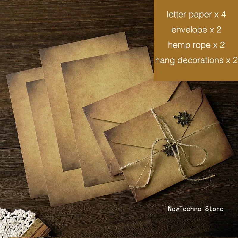 Kit de papier à lettres vintage kraft, papier à écrire, enveloppes A5 à fenêtre, enveloppe d'invitation de mariage, enveloppe cadeau