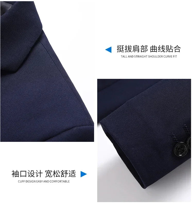 Solid Color Blazer Men's Fashion Business Solid Color British Style Professional Work Groom Wedding Dress Best Man Blazer Jacket