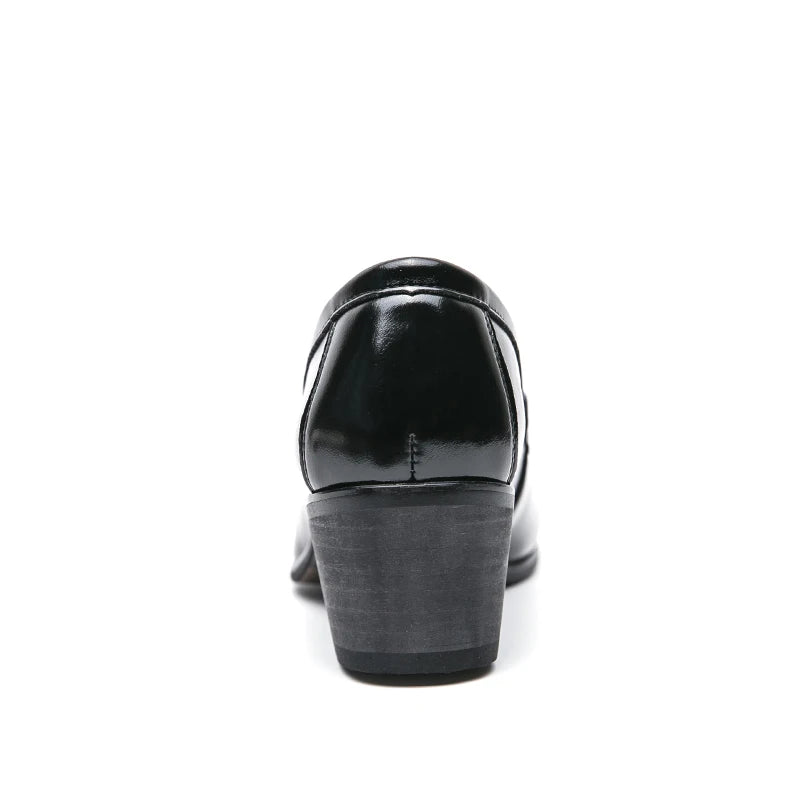 Chaussures habillées rétro à talons hauts pour homme, marque de luxe, chaussures de mariage pointues pour marié, chaussures de ville décontractées en cuir pour homme