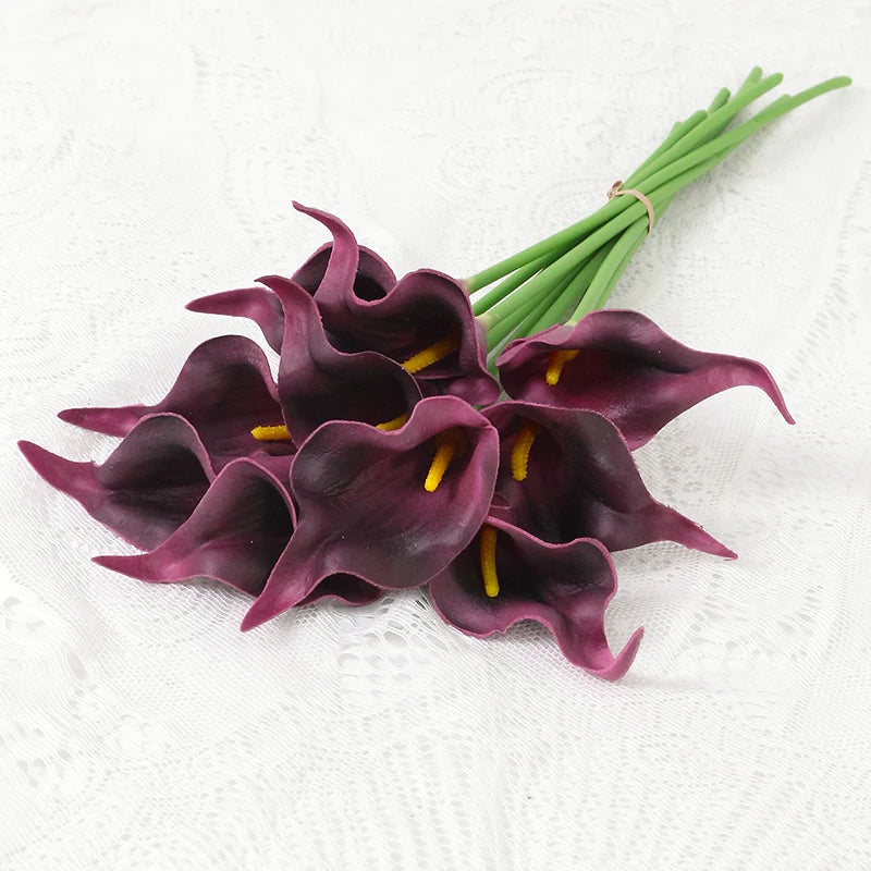 Bouquet de mariée artificiel de callas — 6 tiges, 40 cm