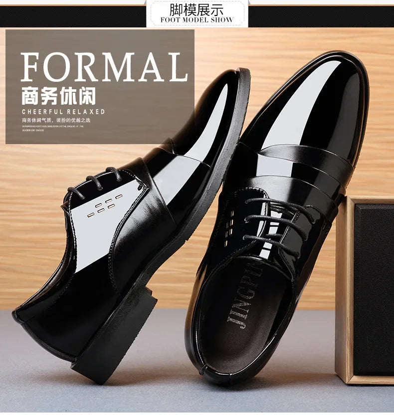 Chaussures de ville pour hommes, luxe, en cuir verni, style Oxford, pour hommes, chaussures habillées en cuir de haute qualité