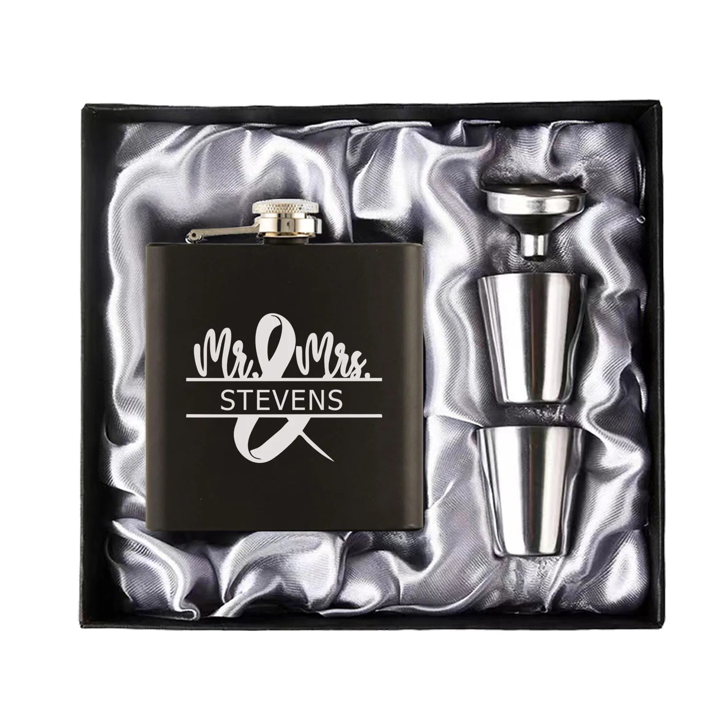 Personalized 6oz Hip Flask Set | Custom Name & Logo | Groom, Best Man & Groomsmen Gift