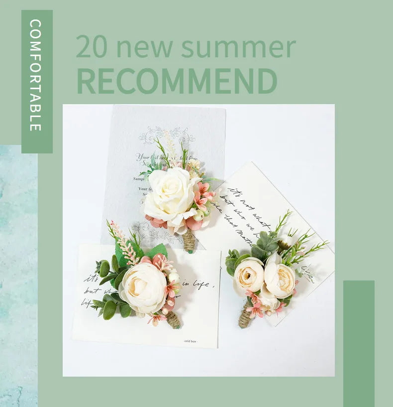 Wedding Boutonniere & Corsage | Silk Flower Pin for Groom, Groomsmen & Guests