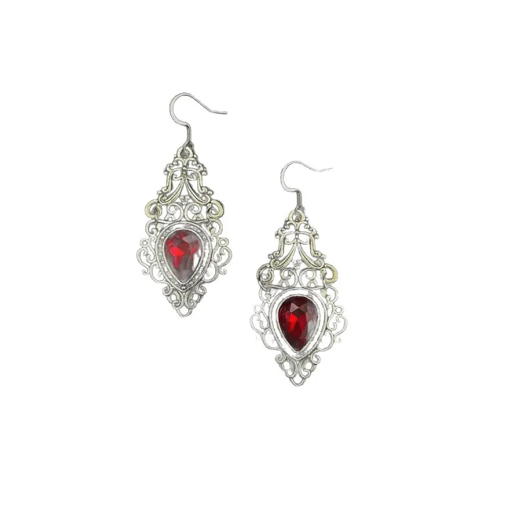 Gothic Victorian Celtic Filigree Gemstone Dangle Earrings