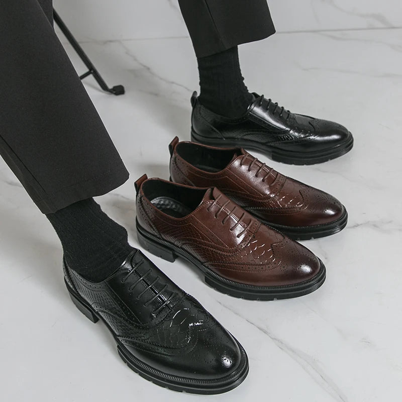 Chaussures classiques de mariage en cuir pour hommes Richelieu Chaussures habillées d'affaires de haute qualité pour hommes Chaussures de bureau pour homme pour fête, événements sociaux ou occasions formelles