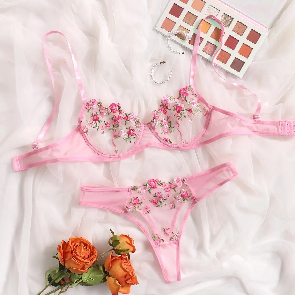 Nouvelle Lingerie de fée couleur bonbon Soutien-gorge transparent en dentelle Ensemble exotique Bilizna délicate transparente Sexy Fantaisie Intime Push Up