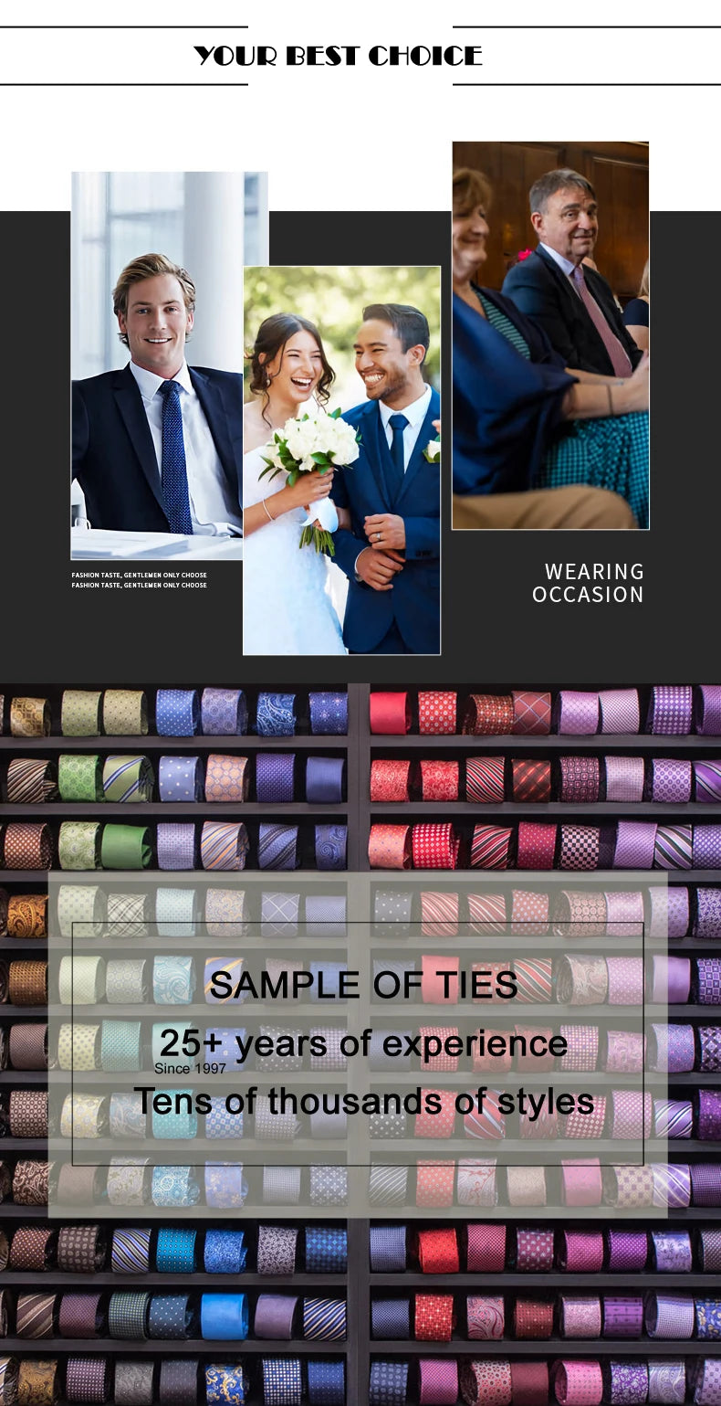 Cravate de luxe 8CM pour homme, motifs floraux et cachemire, tissée jacquard, accessoires pour occasions d'affaires et de mariage.
