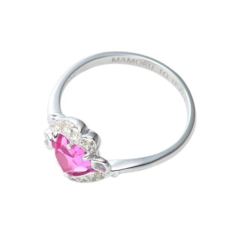 Anime Tsukino Usagi Princesse Chiba Mamoru Tuxedo Mask Bague de fiançailles Zircon rose Bagues réglables Bijoux Accessoires Cosplay