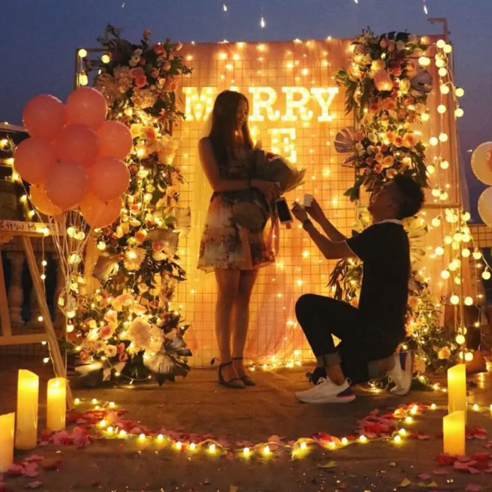 Marry Me Proposal Sign LED Letter Light, Warm White LED Decoration, Alphabet Sign Light for Proposal, Engagement, Wedding Decor