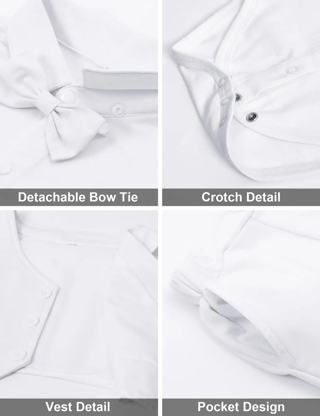 Ensemble Costume Bébé Garçon Tenue Formelle pour Mariage 1er Anniversaire Nouveaux-nés Barboteuse Gilet Pantalon Vêtements de Gentleman