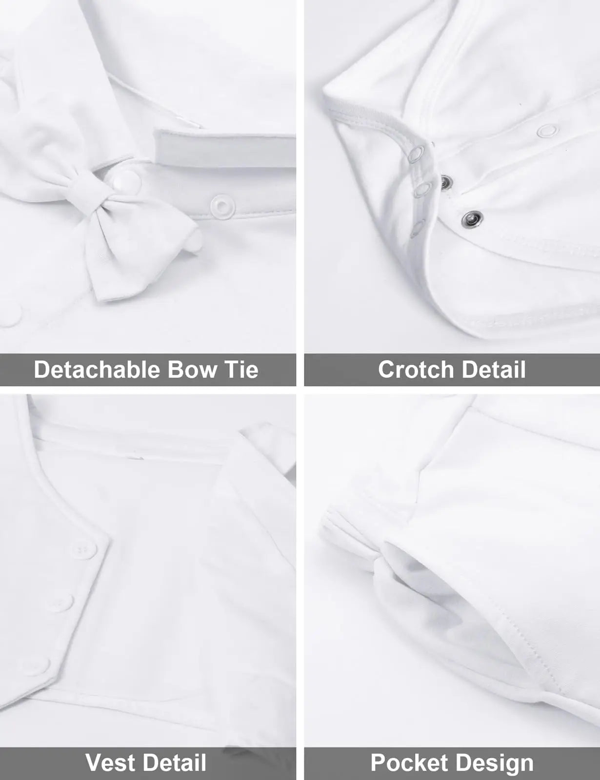 Ensemble Costume Bébé Garçon Tenue Formelle pour Mariage 1er Anniversaire Nouveaux-nés Barboteuse Gilet Pantalon Vêtements de Gentleman