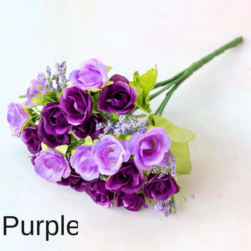 Bouquet de roses artificielles diamant – 21 fleurs, 7 tiges