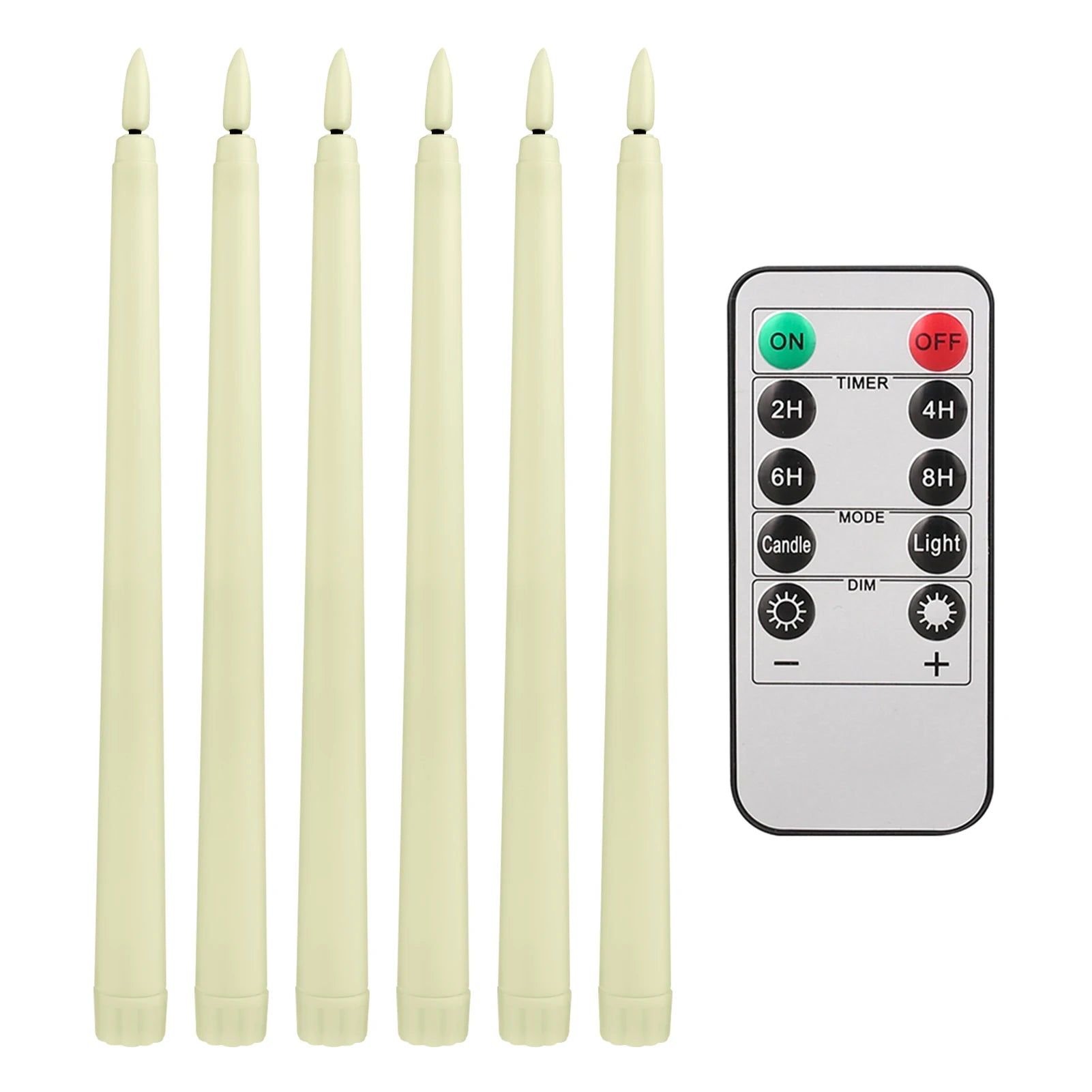 6/12 Bougies Coniques LED Sans Flamme Ivoire Vacillantes avec Télécommande Mèche 3D à Piles Bougie de Fenêtre de Noël Décor de Mariage