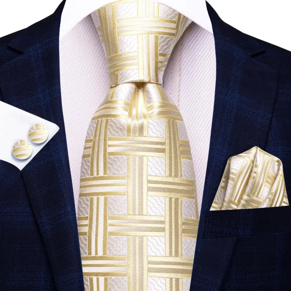 Silk Paisley & Floral Necktie Gift Set | Groom & Groomsmen Wedding Tie with Pocket Square & Cufflinks