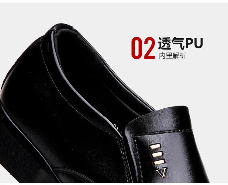 Chaussures habillées pour hommes en cuir PU, mocassins d'affaires tendance pour hommes, chaussures noires pointues Oxford respirantes pour mariage formel