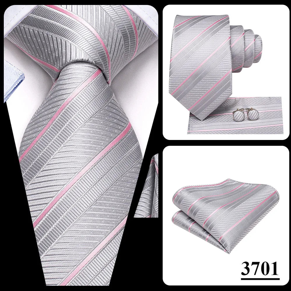 Silk Paisley & Floral Necktie Gift Set | Groom & Groomsmen Wedding Tie with Pocket Square & Cufflinks