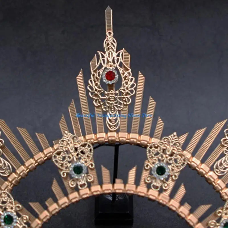 E56A Serre-tête gothique avec diadème, couronne de princesse en cristal pour fête de mariage