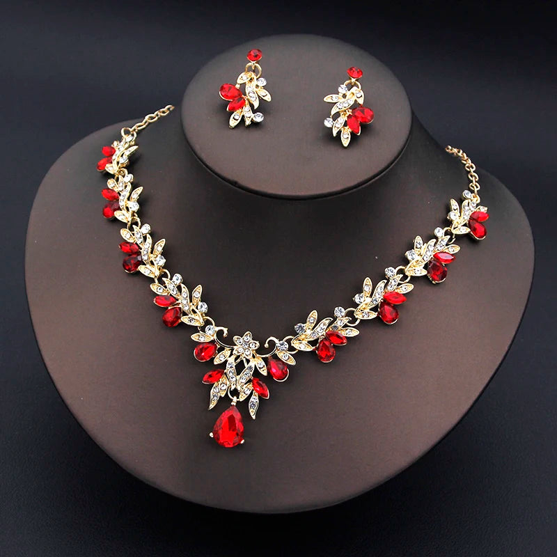Princess Crown Bridal Jewelry Set — Necklace, Earrings & Crown