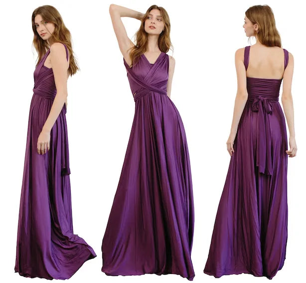 Robe de demoiselle d'honneur, robe longue vert olive de demoiselle d'honneur, robe convertible pour cortège nuptial, robe infinie multivoies, robe sur mesure