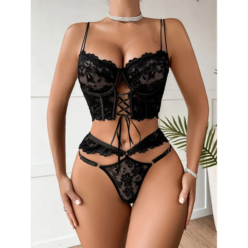 Ensemble de Lingerie Grande Taille Sexy pour Femme, Soutien-Gorge en Dentelle Florale, Ensemble de Sous-vêtements avec Armatures, Soutien-Gorge Push Up, Ensemble Délicat