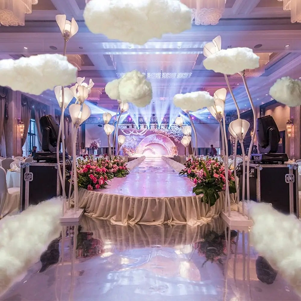 Toiles de fond pour fêtes de photographie, arrangements de mariage, centres commerciaux, nuages décoratifs, fournitures de fête, coton artificiel