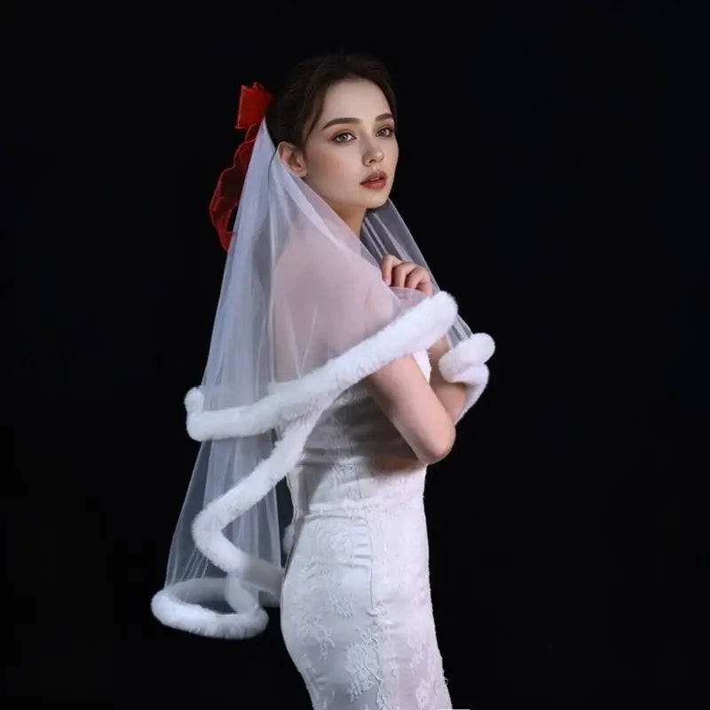 39BD Fingertip Bridal Headdress Veils Cathedral Wedding Veils Minimalists Women Veil for Wedding Ceremonies
