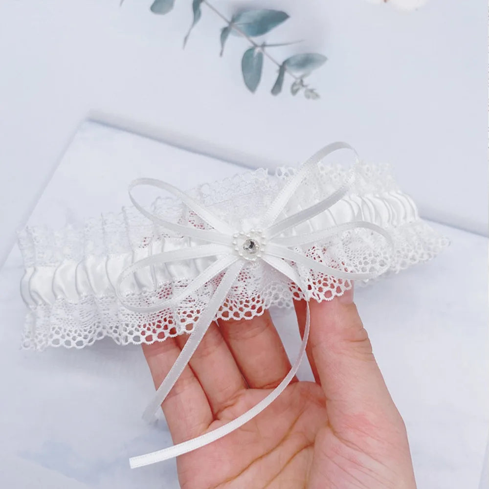 New Bride's Wedding Garter, Diamond Bow, Lace Garter, Women's Leg Accessories, Wedding Party Garter