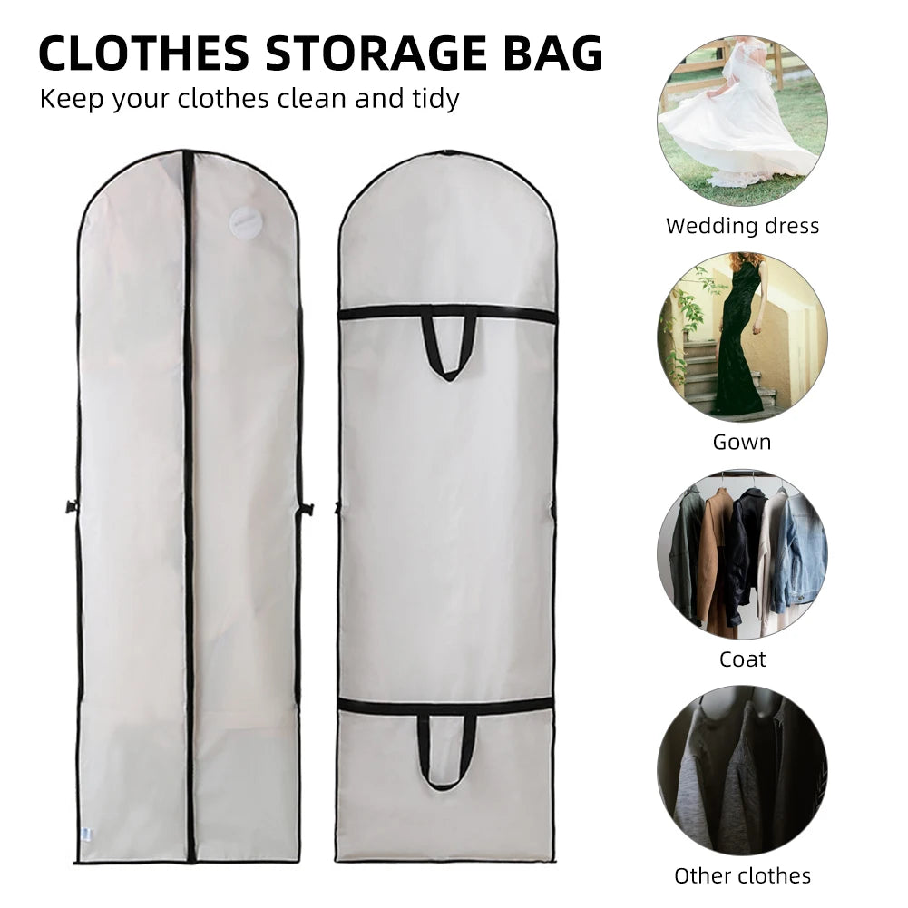 Housse de robe de mariée pliable anti-humidité anti-poussière lavable pour robe de mariée longue