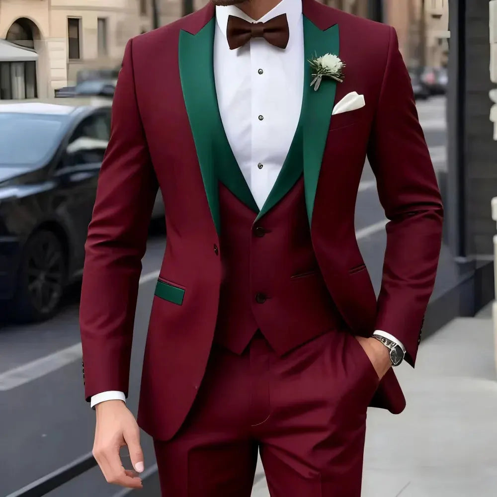 Nouveau Costume Homme De Mariage Décontracté Business MC Jacquard Trois Pièces Costume De Mariage Pour Homme  Costumes Homme  Costume