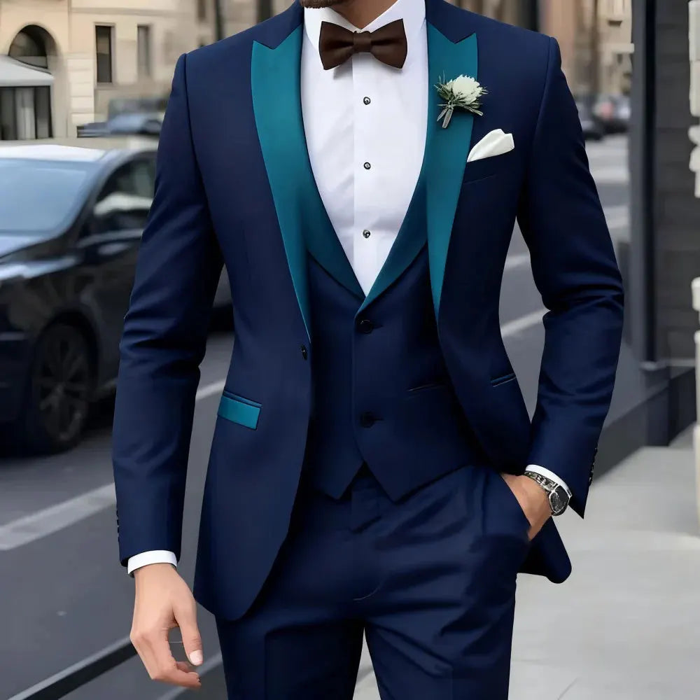 Nouveau Costume Homme De Mariage Décontracté Business MC Jacquard Trois Pièces Costume De Mariage Pour Homme  Costumes Homme  Costume