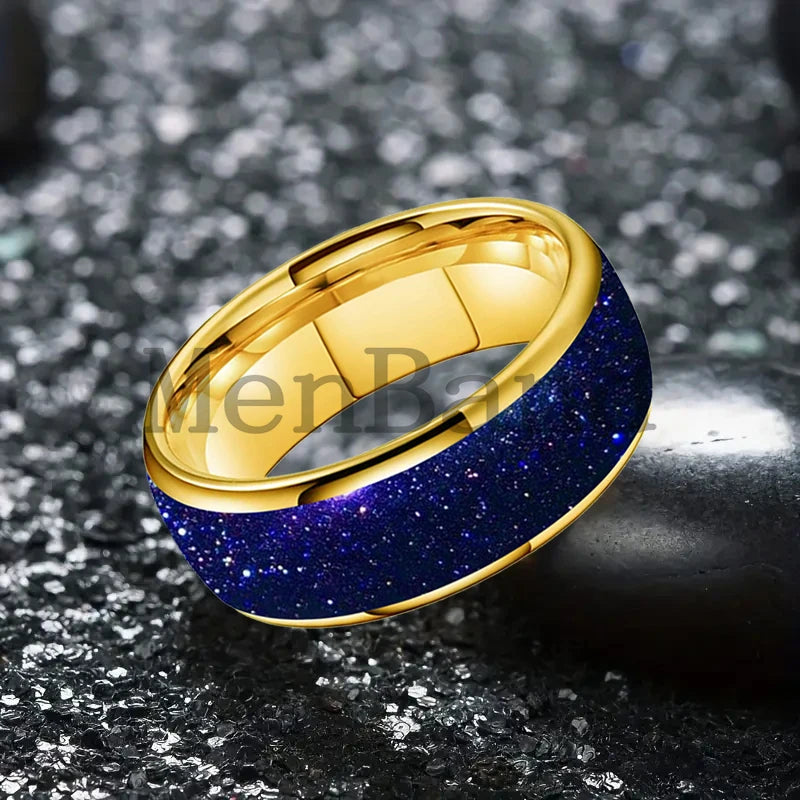 Bague de mariage pour homme 4/6/8mm - Bague en carbure de tungstène avec sable galactique concassé Espace cosmique Bague de mariage unisexe Bague de fiançailles Pour lui