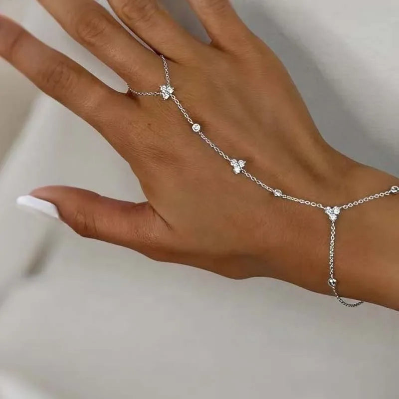 Luxury Rhinestone Flower Charm Bracelet — Crystal Bridal Jewelry