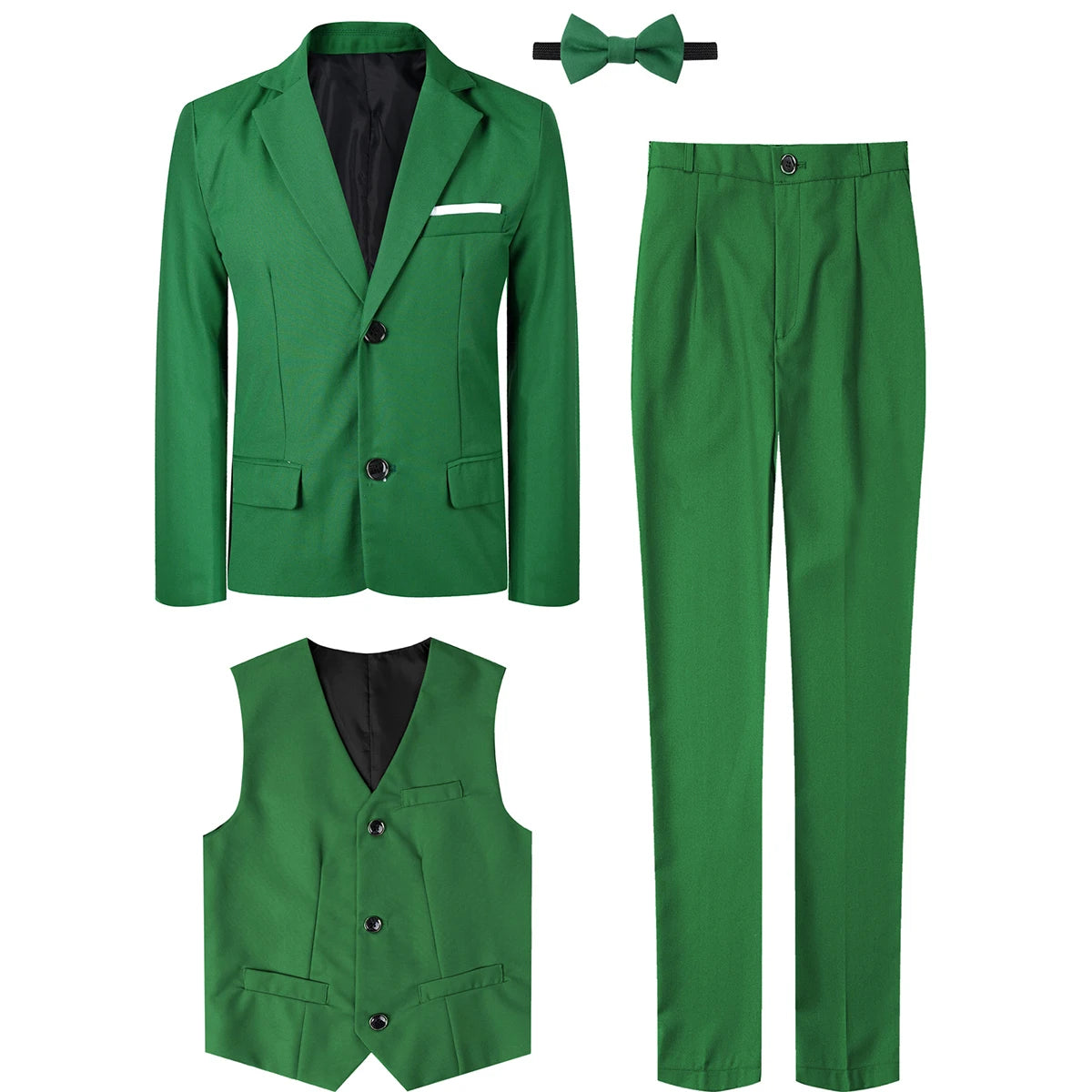 Costume Enfant Garçon Tenue de Mariage Formelle Ensemble Enfant Gentleman Porteur d'Alliances Vêtements de Performance Gilet de Smoking + Pantalon + Blazer 3 PIÈCES