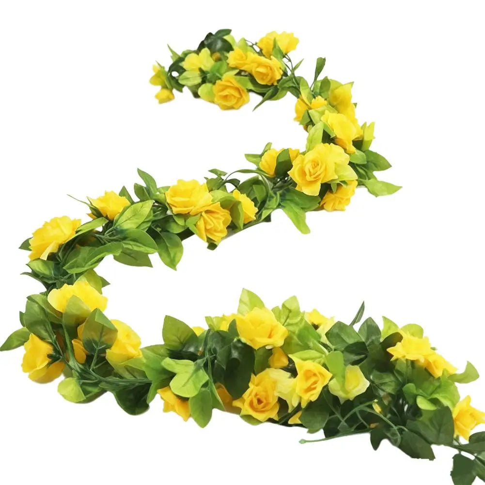 2.3M Guirlande de roses rouges artificielles en soie pour décoration de mariage, fausses fleurs pour la maison, décoration de chambre, vigne florale verte