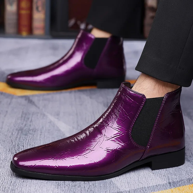 Bottes Chelsea Homme Grandes Tailles 39-48 Bottines Rétro de Haute Qualité Bottes en Cuir Tendance pour Hommes Chaussures Habillées d'Affaires Zapatos