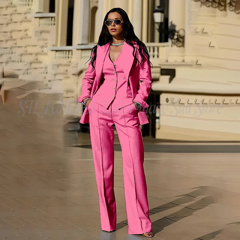 Ensembles tailleur 3 pièces pour femme : veste, pantalon et gilet - Tenues décontractées élégantes pour le bureau - Vêtements féminins de haute qualité - Ensembles blazer chics et formels