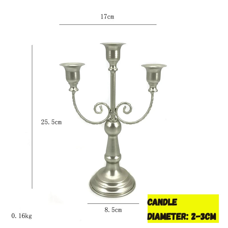 Chandelier en Métal Vintage, Bougeoir à 3 Bras/3 Coupelles avec Base Solide, Décoration de Mariage, Centre de Table Rétro pour Ornement de Table à Domicile