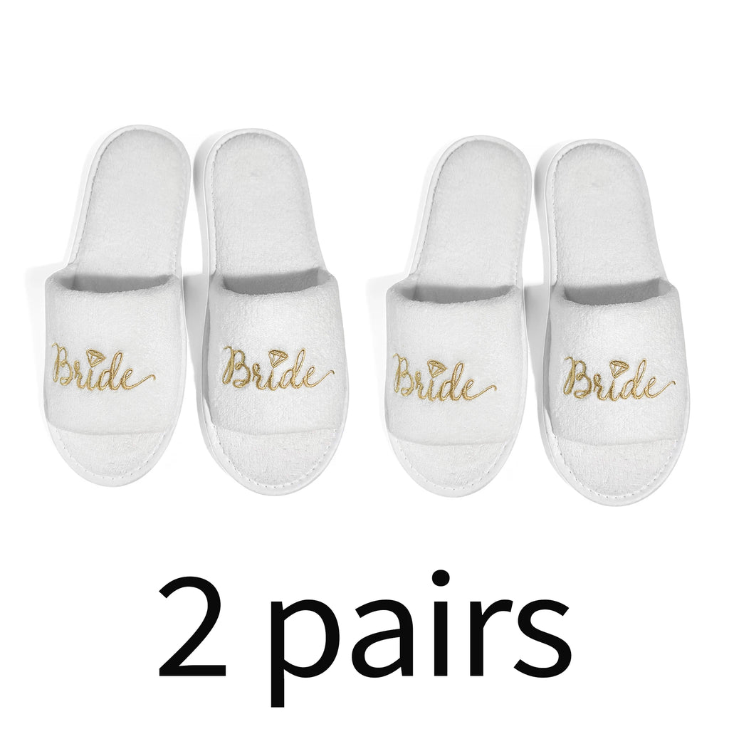 Chaussons de mariée et de demoiselle d'honneur, Chaussons de mariage à enfiler pour invités, à bout ouvert avec broderies dorées, vert menthe et roses