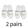 Chaussons de mariée et de demoiselle d'honneur, Chaussons de mariage à enfiler pour invités, à bout ouvert avec broderies dorées, vert menthe et roses