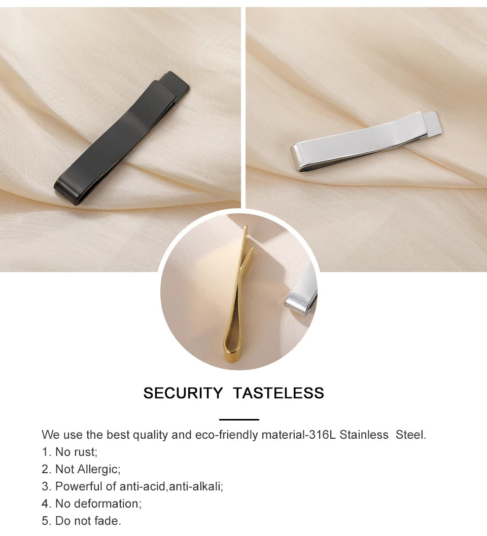 Men's Stainless Steel Tie Clip Set | Groom & Groomsmen Wedding Accessory