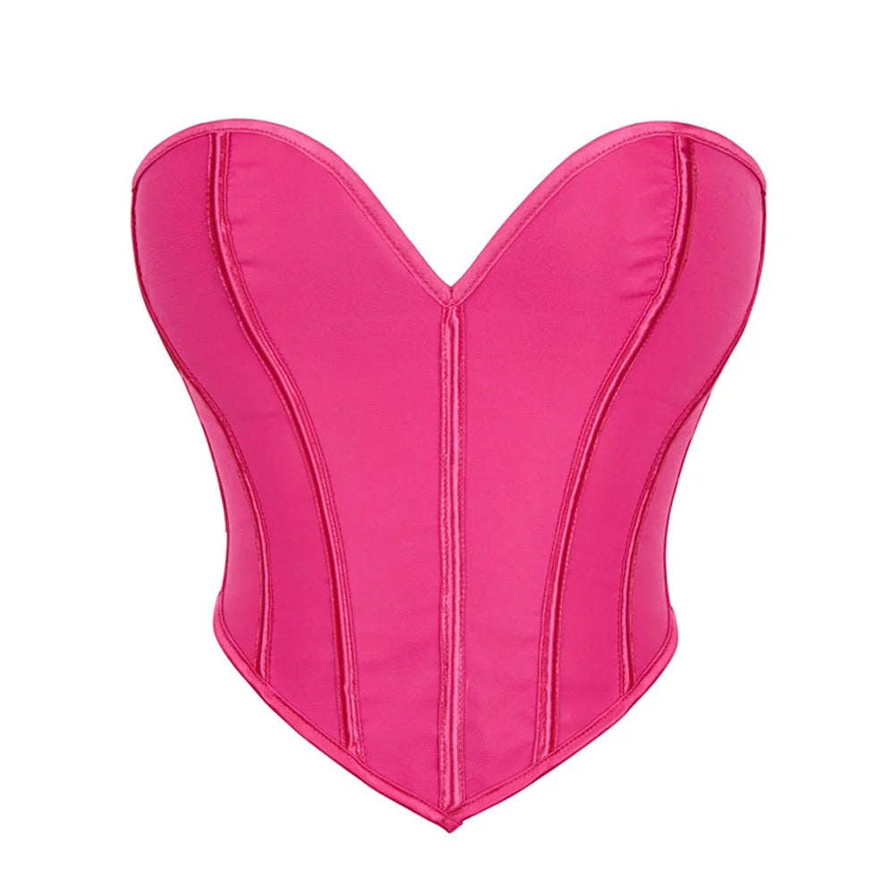 Sexy Women Overbust Corsets / Golden  Lace Up Body Shaper / Lingerie Gothic Corselet