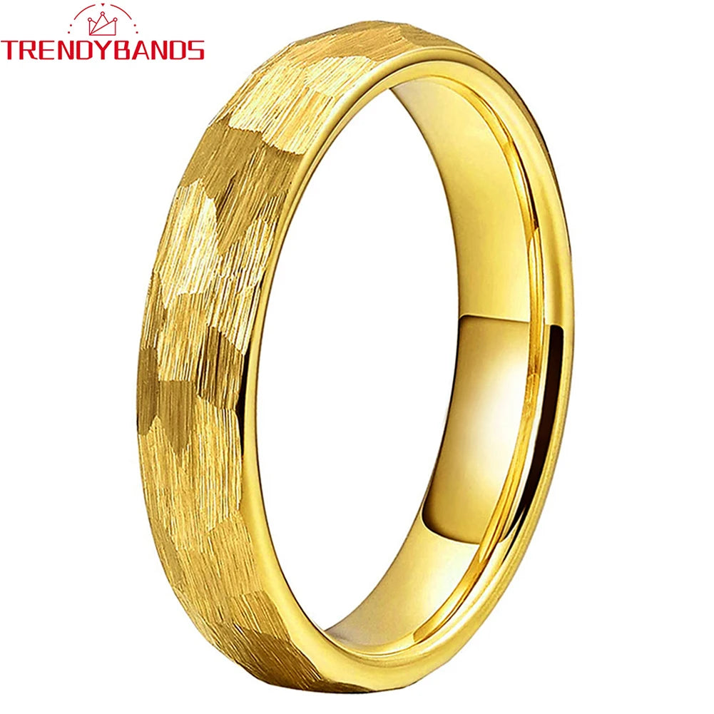 Alliance de mariage en carbure de tungstène martelé de 6 mm et 8 mm pour hommes et femmes, finition brossée bombée, bijoux tendance, ajustement confortable