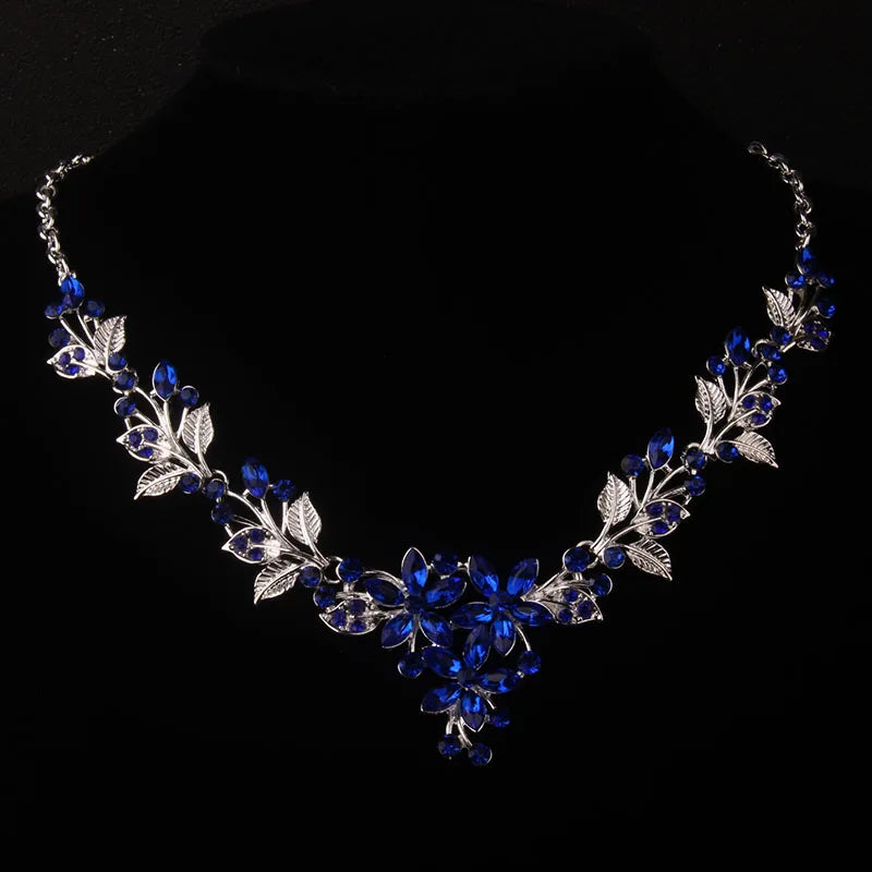 Purple Leaf & Flower Bridal Necklace & Earring Set
