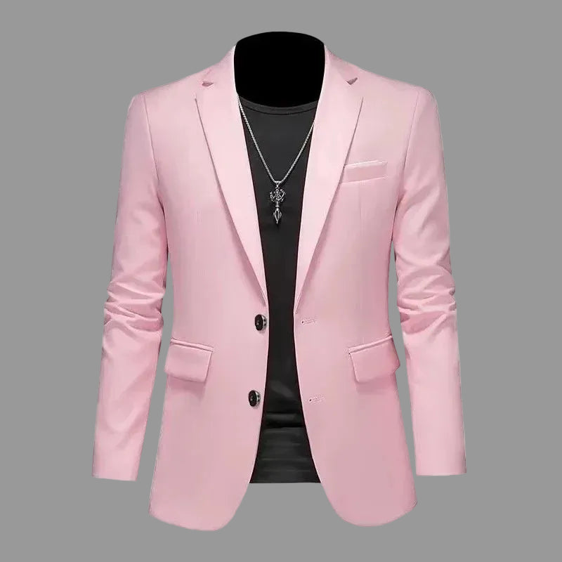 High Quality Solid Color Two Buttons Suits Jacket 2025 New Men Slim Fit Casual Fashion Business Wedding Groom Tuxedo Coat Tops