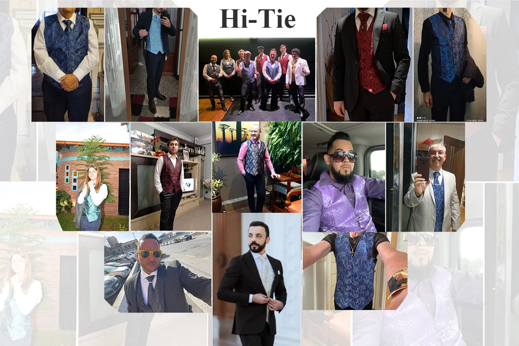 Gilets de costume en soie Hi-Tie pour homme, 4 pièces, tissés, vert sauge uni, gilet, cravate, pochette, boutons de manchette, pour affaires, mariage, robe, veste de taille