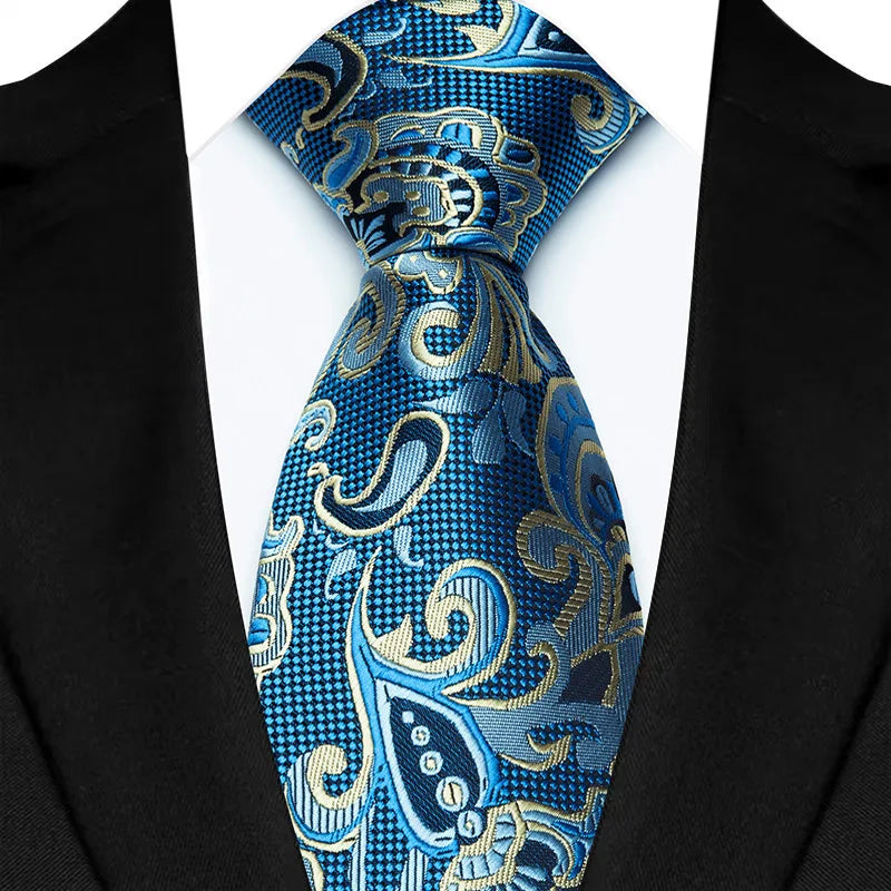 Cravate de luxe 8CM pour homme, motifs floraux et cachemire, tissée jacquard, accessoires pour occasions d'affaires et de mariage.